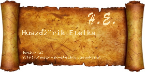 Huszárik Etelka névjegykártya